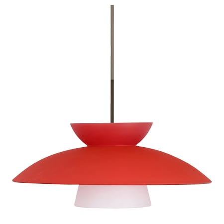 Trilo 15 Cord Pendant, Red Matte, Bronze Finish, 1x9W LED